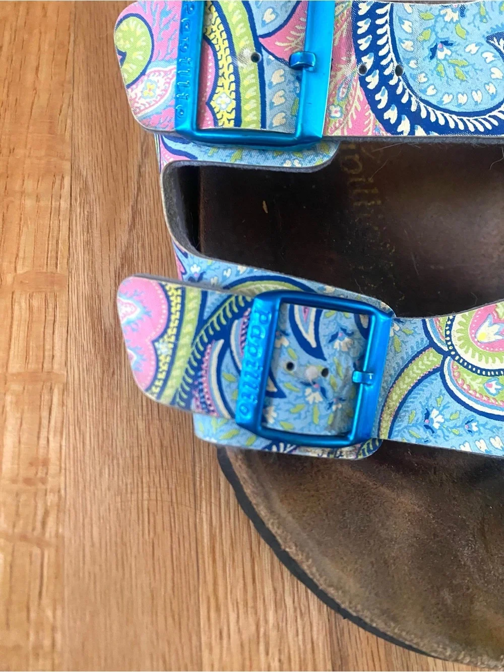 Birkenstock Papillio Arizona Sandals Paisley Blue Pink Size 41 US 8